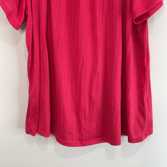 Iyla Magenta Pink Smock Short Sleeve Peasant Top Crochet Neckline Flutter Sl 1X - Picture 4 of 11